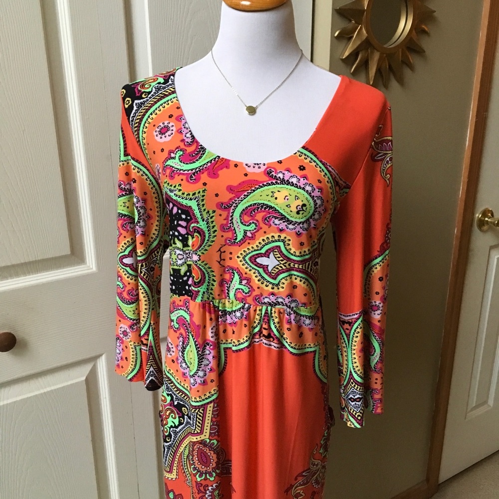 Orange Multi Color Dress - Picture 2 of 3